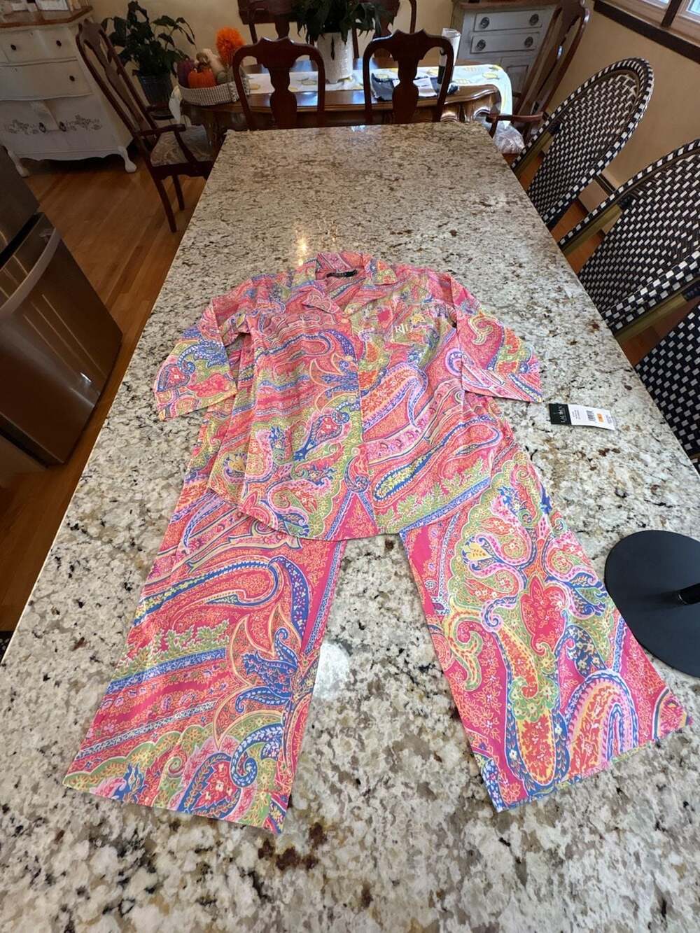 Lauren Ralph Lauren Pink Paisley Pajama Set Size S